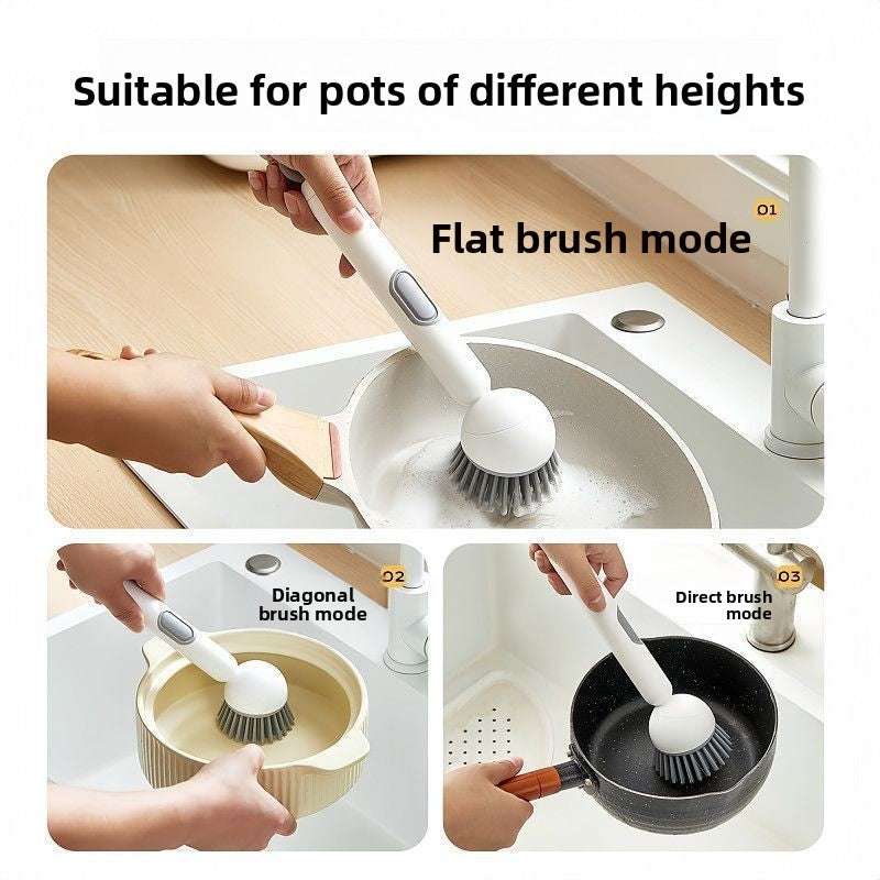 360° Rotating Kitchen Cleaning Brush | Built-In Soap Dispenser | Long Handle