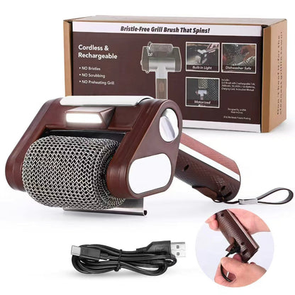 LED Barbecue Grill Cleaning Brush with Roller