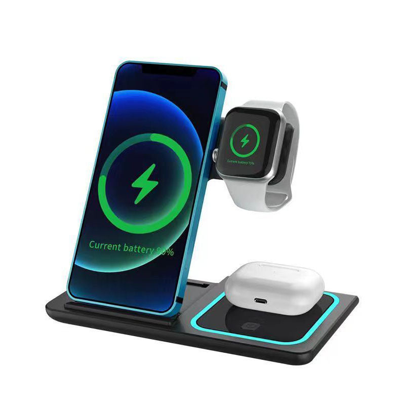 Foldable Three-in-One Wireless Charger with Ambient Light