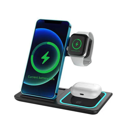 Foldable Three-in-One Wireless Charger with Ambient Light