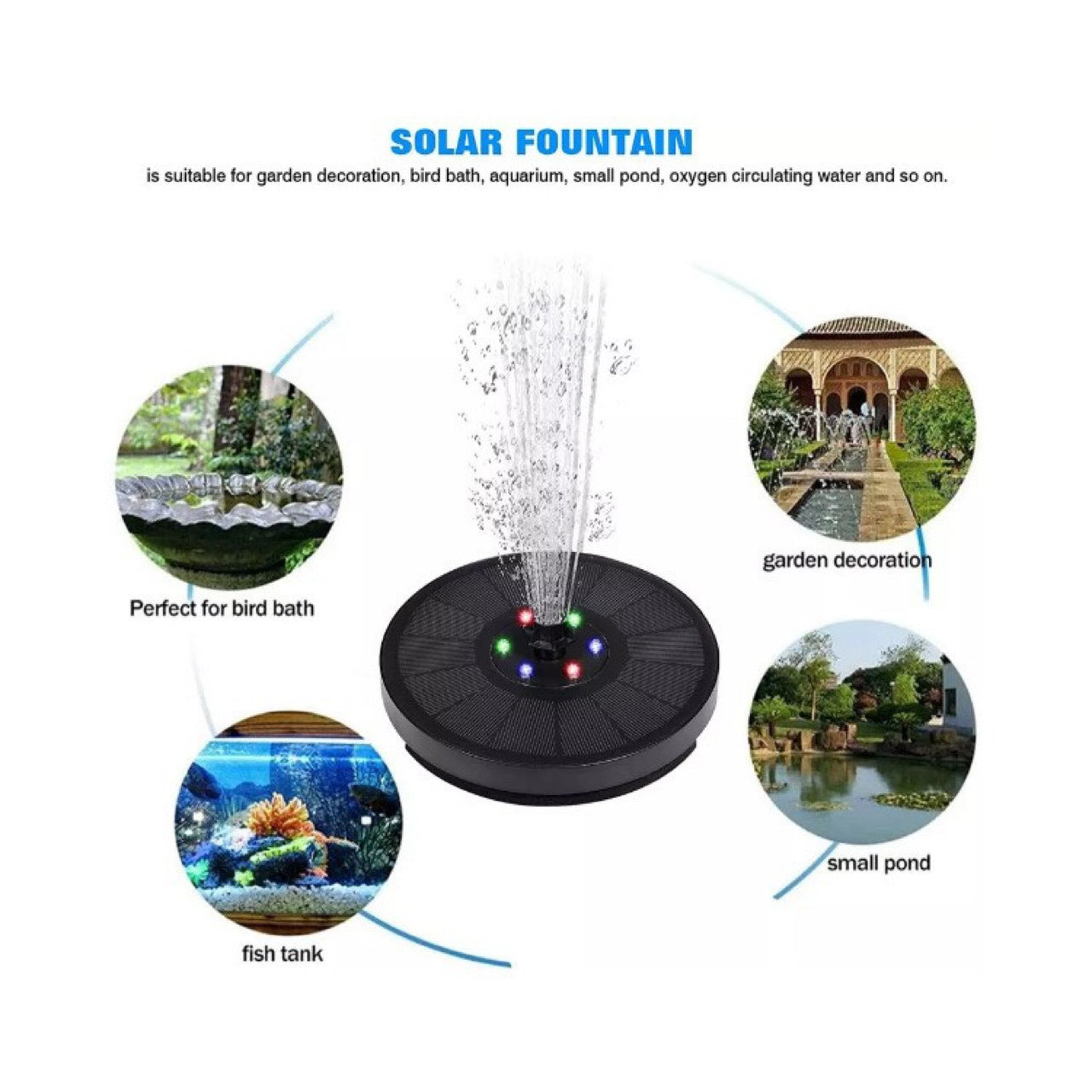 Solar LED Color Changing Garden Fountain