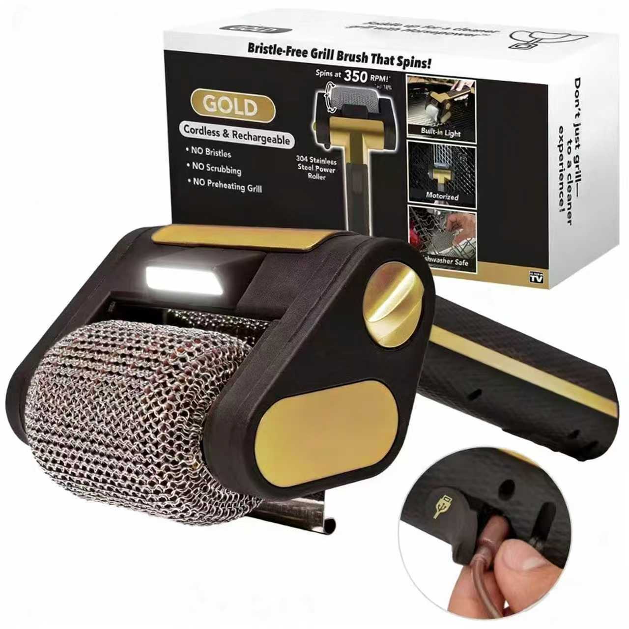 LED Barbecue Grill Cleaning Brush with Roller