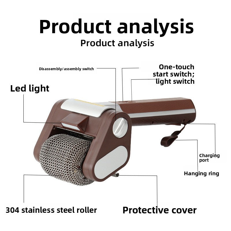 LED Barbecue Grill Cleaning Brush with Roller