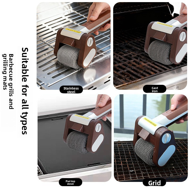 LED Barbecue Grill Cleaning Brush with Roller
